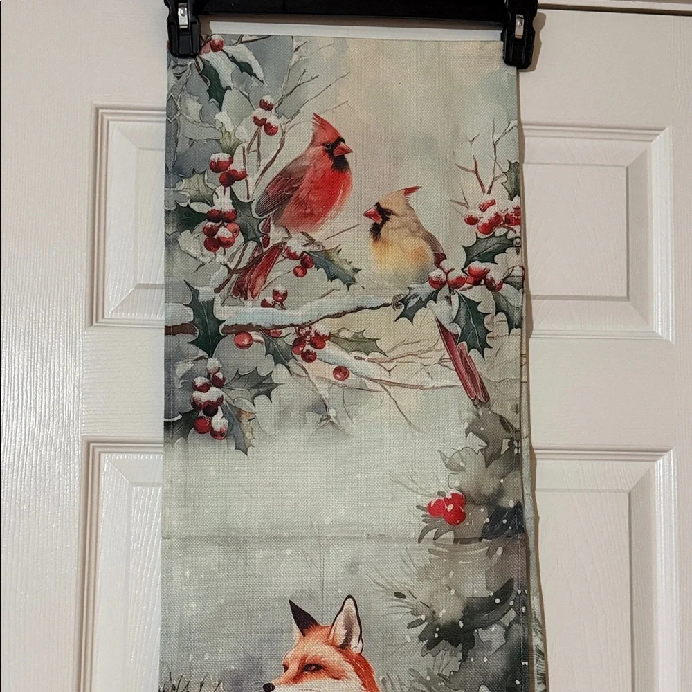 Festive Cardinal Holiday table runner